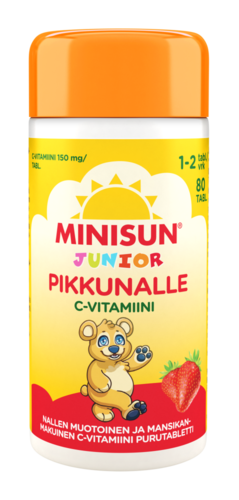 Minisun Junior C-vitamiini Mansikka (80 tabl)