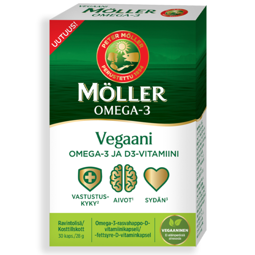 Möller Vegaani Omega-3 ja D-vitamiini (30 kaps)