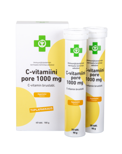 APTEEKKI C-vitamiini Pore 1000 mg (2x20 kpl)