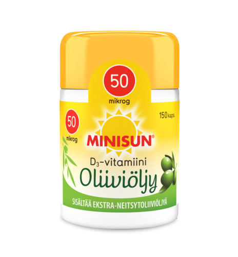 Minisun D-vitamiini Oliiviöljy 50 mikrog. (150 kpl)