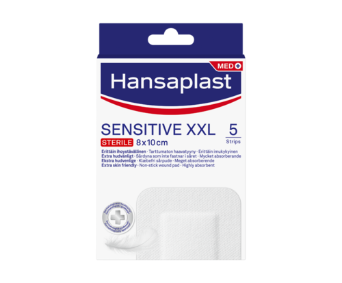 Hansaplast Sensitive XXL Laastari 8 x 10 cm (5 kpl)
