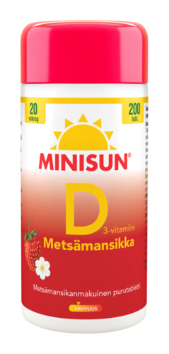 Minisun D-vitamiini Metsämansikka 20 mcg (200 tabl)
