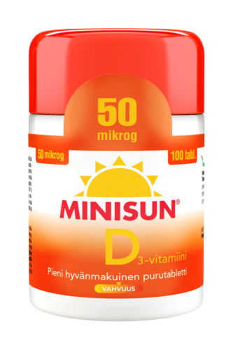 Minisun D-vitamiini 50 mikrog. (100 purutabl)
