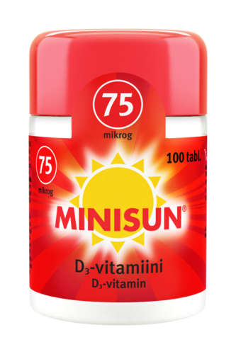 Minisun D-vitamiini 75 mikrog. (100 tabl)