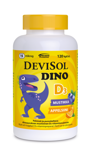 DeviSol Dino Mustikka-appelsiini 15 mikrog. (120 tabl)