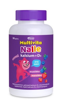 Multivita Nalle Kalsium 100 mg+D3 5 mikrog. (90 tabl)