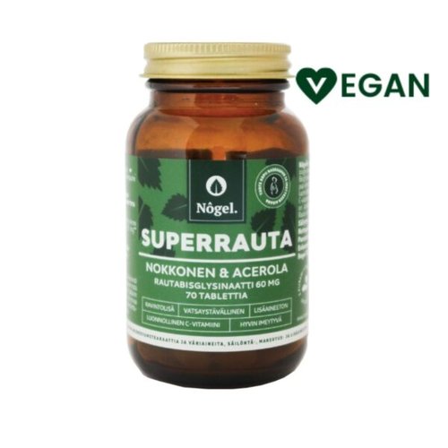 Nogel Superrauta, nokkonen & acerola  60 mg 70 tabl