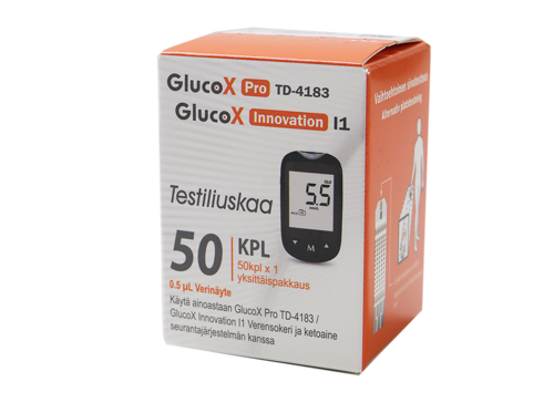 GlucoX Pro Verensokeritestiliuska (50 kpl)