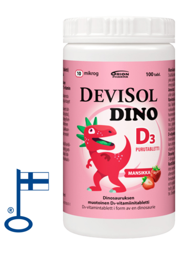 DeviSol Dino Mansikka 10 mikrog. (100 purutabl)