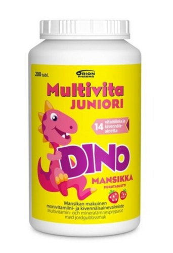 Multivita Juniori Dino Mansikka (200 purutabl)