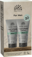 Urtekram Men Face & Body Lotion ja Men Hair & Body Wash Lahjapakkaus (2x150 ml)