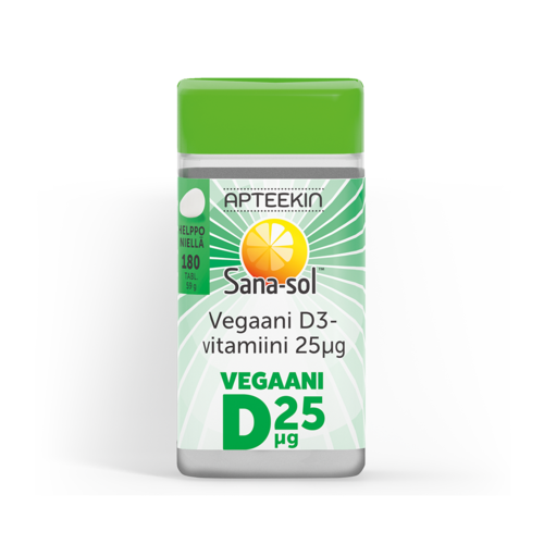 Apteekin Sana-sol Vegaani D3-vitamiini 25 mikrog. (180 tabl)