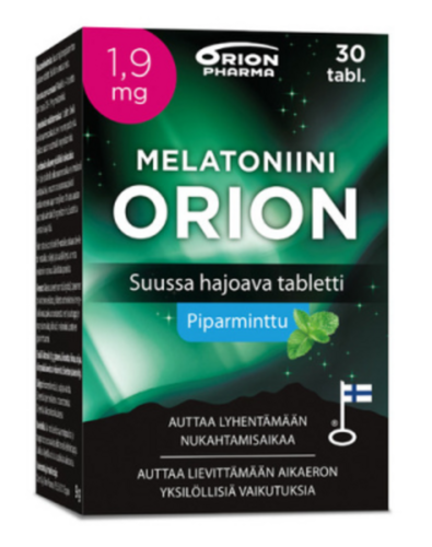 Melatoniini Orion 1,9 mg Piparminttu Suussa hajoava (30 tabl)