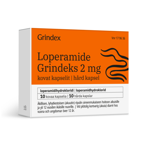 LOPERAMIDE GRINDEKS kapseli, kova 2 mg 10 fol